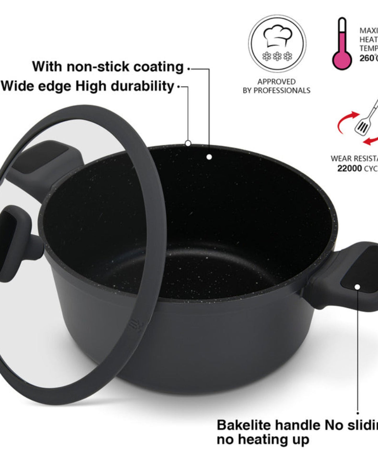 Fissman Stockpot Titanium Pro Aluminum 2.7L Lid