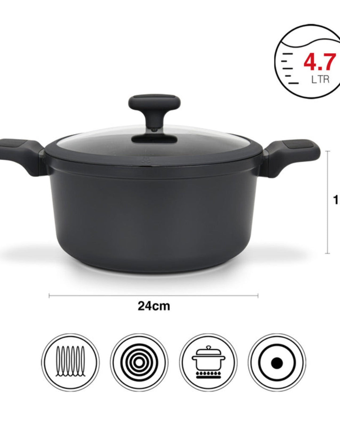 Fissman Stockpot Titanium Pro Aluminum 4.7L Lid