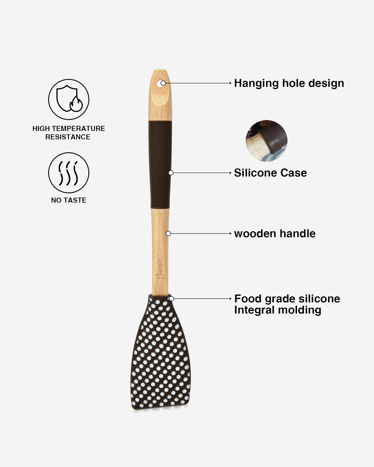 Fissman Skimmer Silicone Wooden Handle Brown/Beige 32cm