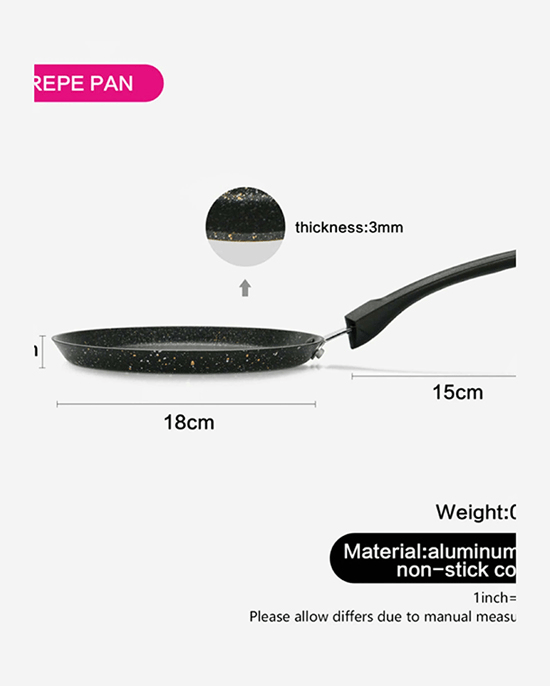 Fissman Crepe Pan With Bakelite Handle Promo Series Multi-Layered Aluminium Non Stick Black 18cm