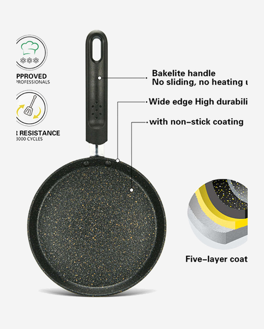 Fissman Crepe Pan With Bakelite Handle Promo Series Multi-Layered Aluminium Non Stick Black 18cm