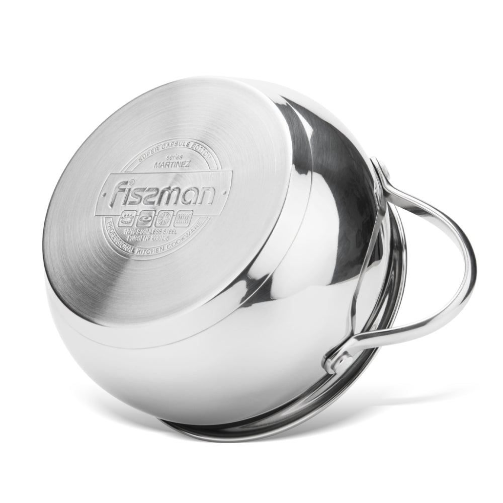Fissman Cookware Set  Martinez Series 18/10 Stainless Steel Multi-Layered Induction Bottom 6pcs Silver