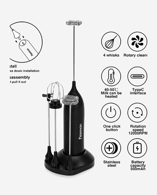 Fissman Milk Frother (Plastic+Stainless Steel)