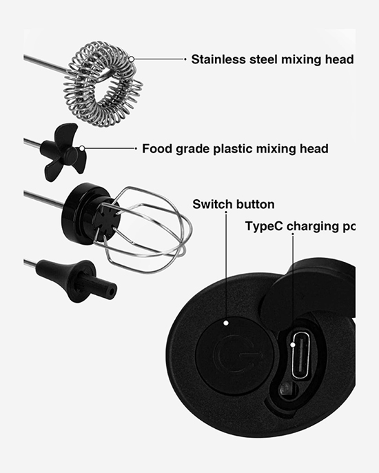 Fissman Milk Frother (Plastic+Stainless Steel)