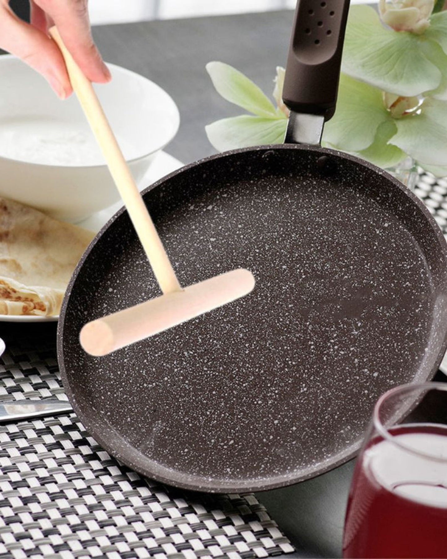 Fissman T-Shape Crepe Dough Spreader 16cm Beech Wood