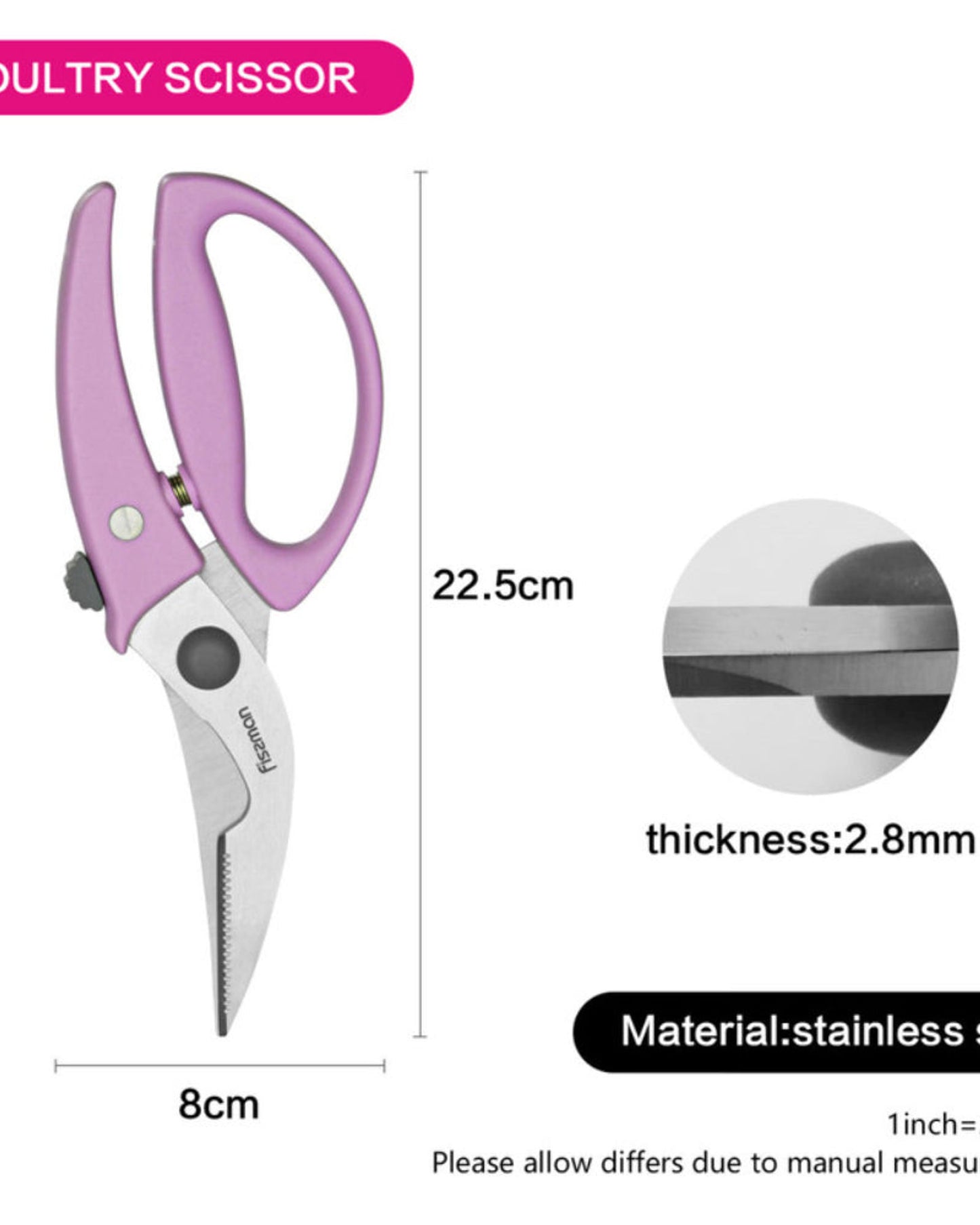 Fissman Scissors Heavy Duty Purple/Grey
