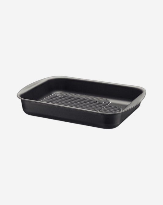 Tramontina Since 1911 Made In Brazil Tramontina Brasil Aluminum Deep Roasting Pan With Grill And Starflon Max Nonstick Interior And Exterior Coating Graphite, 34 Cm, 4,9 L