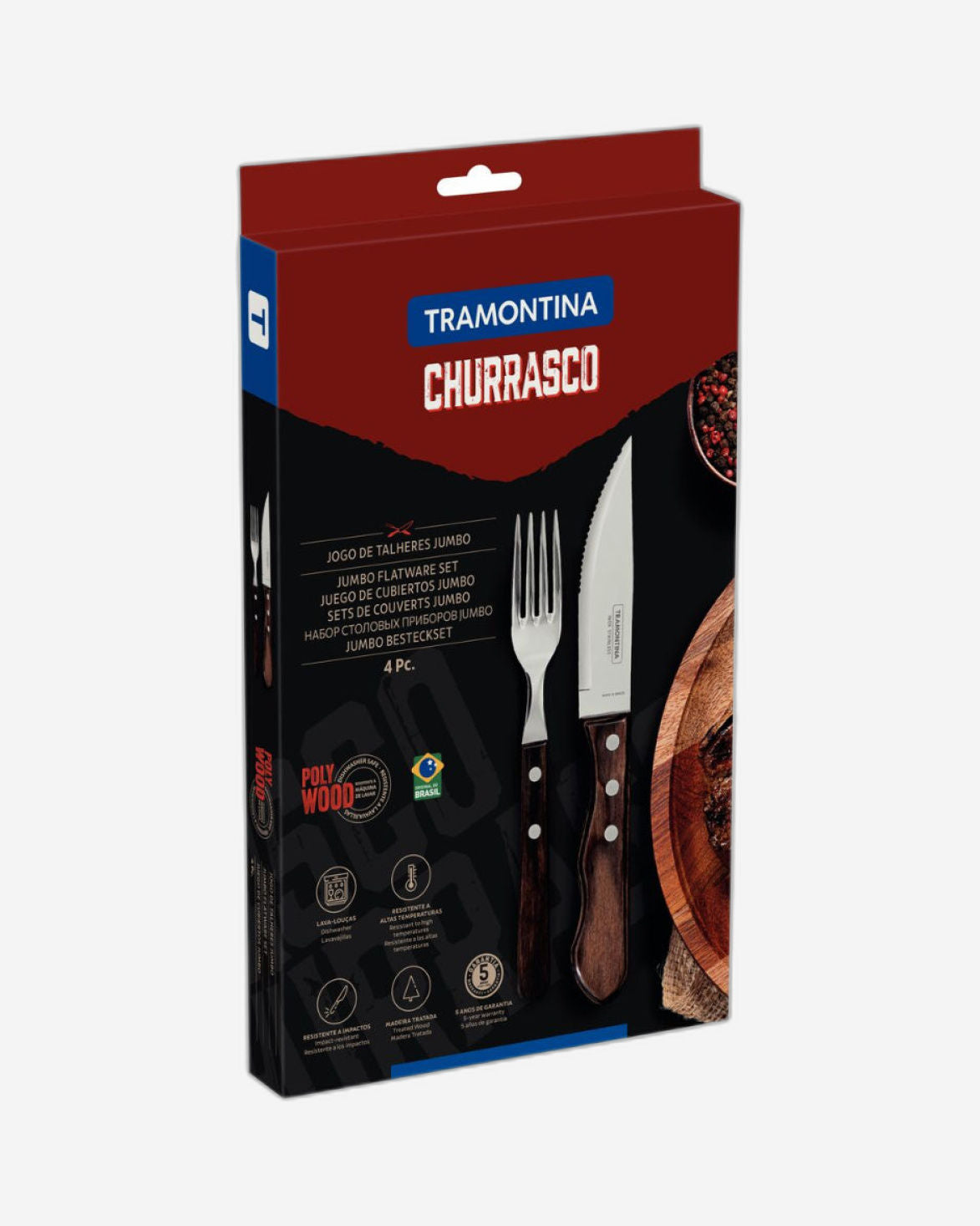 Tramontina Barbecue Flatware Set 4Pc Brown