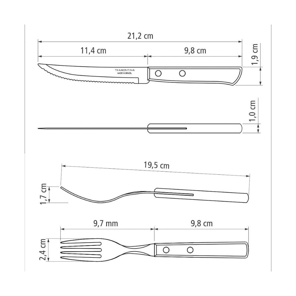 Tramontina Since 1911 Made In Brazil Tramontina 12-Piece Flatware Set With Stainless-Steel  Blades And Treated Brown Polywood Handles