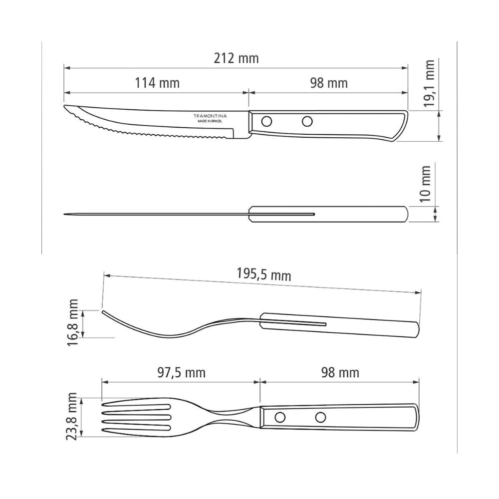 Tramontina Since 1911 Made In Brazil Tramontina 12-Piece Flatware Set With Stainless-Steel  Blades And Treated Brown Polywood Handles