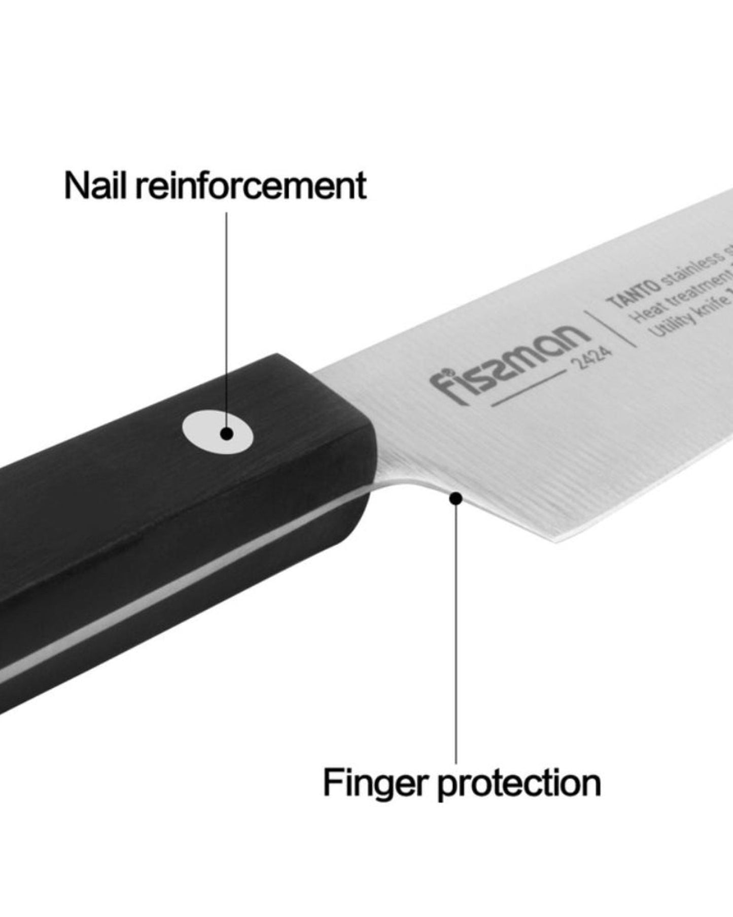 Fissman Utility Knife Tanto Series Black/Silver 5inch