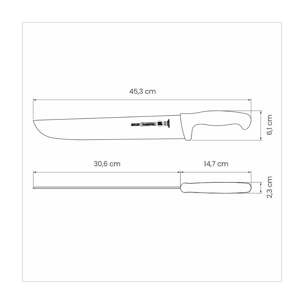 Tramontina Since 1911 Made In Brazil Tramontina Professional Meat Knife With Stainless-Steel Blade And Yellow Polypropylene Handle 12"Red