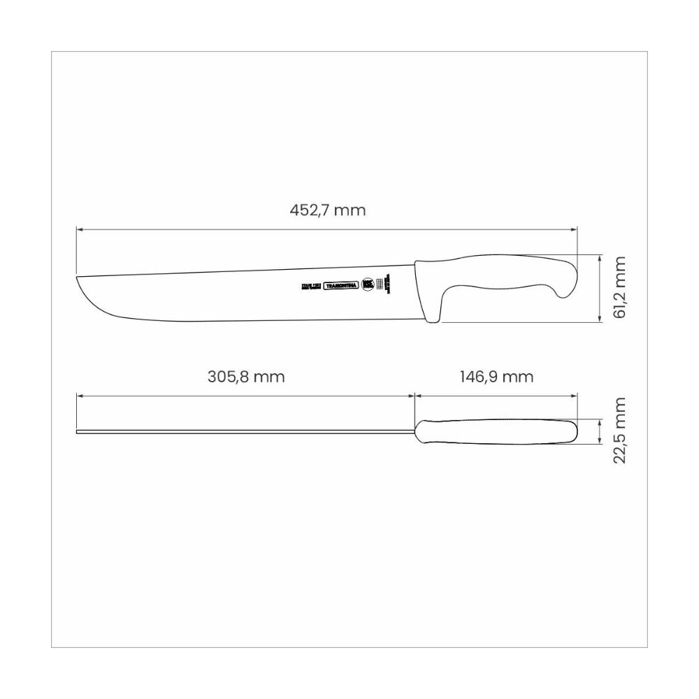 Tramontina Since 1911 Made In Brazil Tramontina Professional Meat Knife With Stainless-Steel Blade And Yellow Polypropylene Handle 12"Red