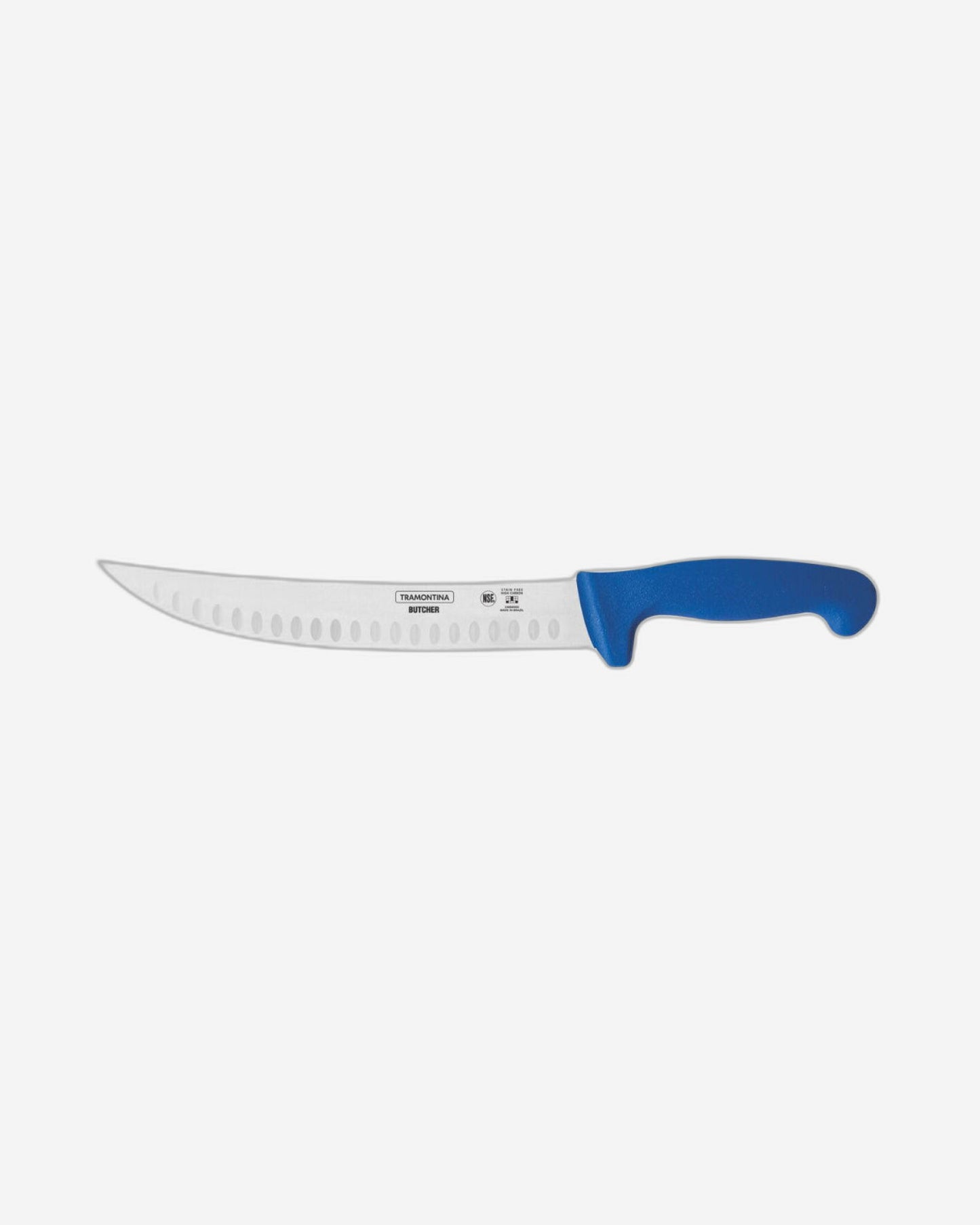 Tramontina Since 1911 Made In Brazil Tramontina Butcher Meat Knife With Stainless-Steel Blade And Blue Polypropylene Handle 10"