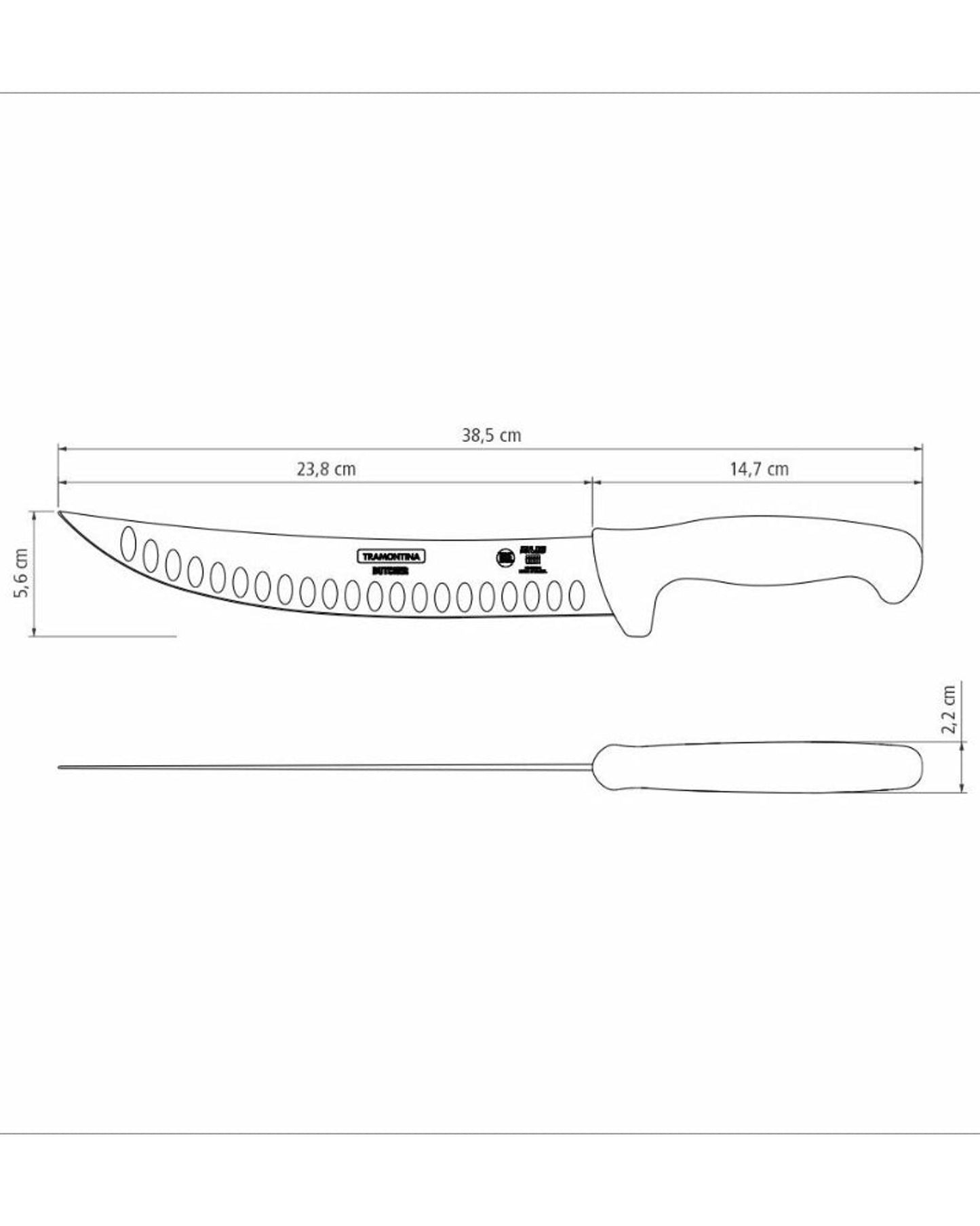Tramontina Since 1911 Made In Brazil Tramontina Butcher Meat Knife With Stainless-Steel Blade And Blue Polypropylene Handle 10"