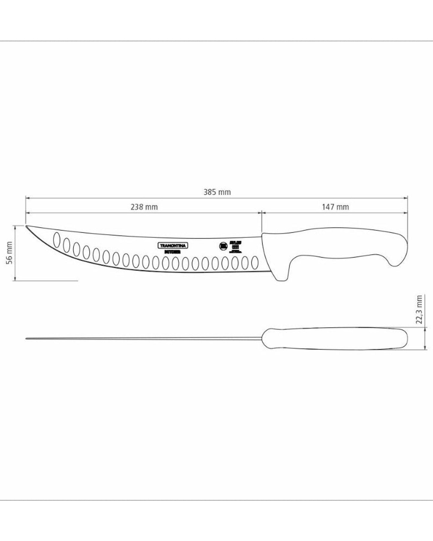 Tramontina Since 1911 Made In Brazil Tramontina Butcher Meat Knife With Stainless-Steel Blade And Blue Polypropylene Handle 10"