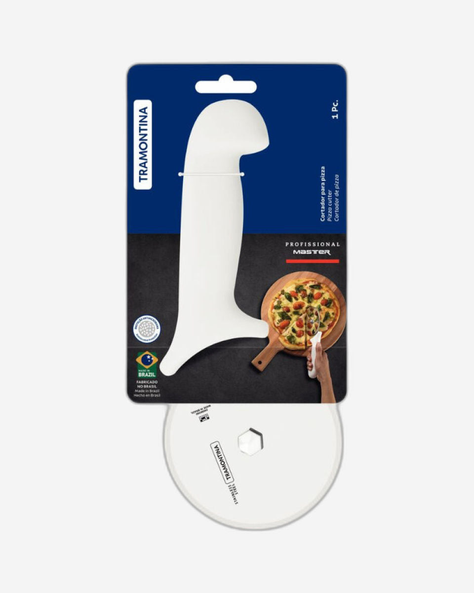 Tramontina Since 1911 Made In Brazil Tramontina Professional Pizza Cutter With Stainless-Steel Blade And White Polypropylene Handle
