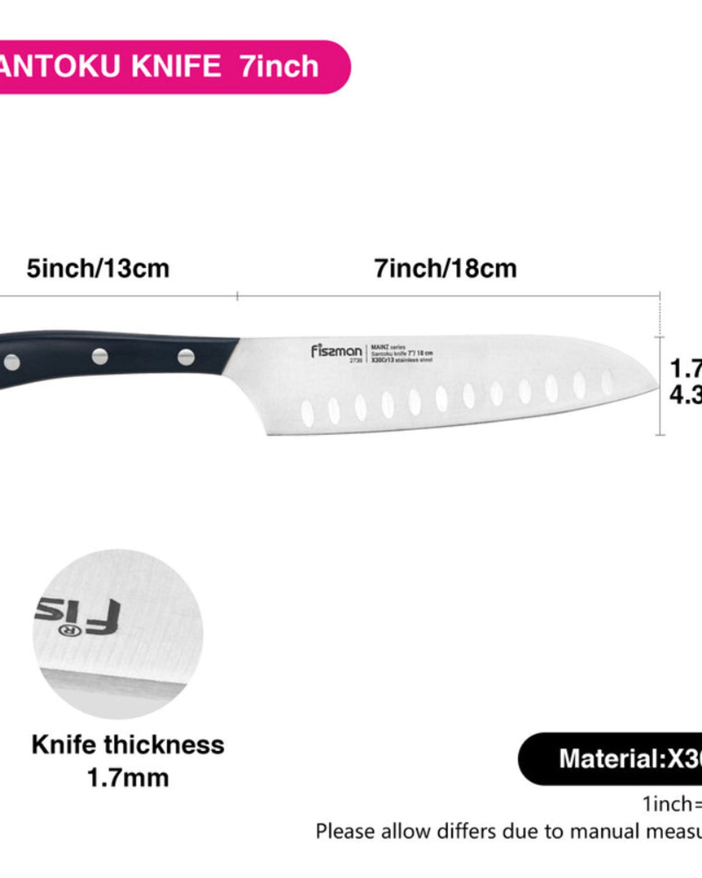 Fissman Knife Santoku Mainz 7Inch