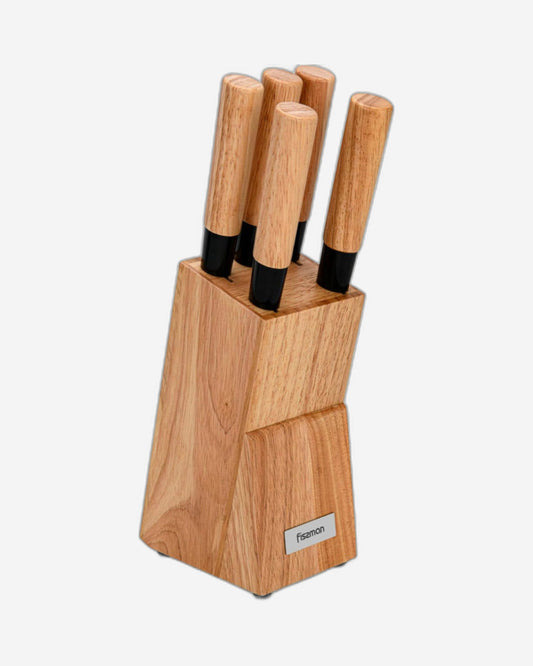 Fissman 6-Piece Kitchen Knife Set with Wooden Block, Stainless Steel Pascual Series