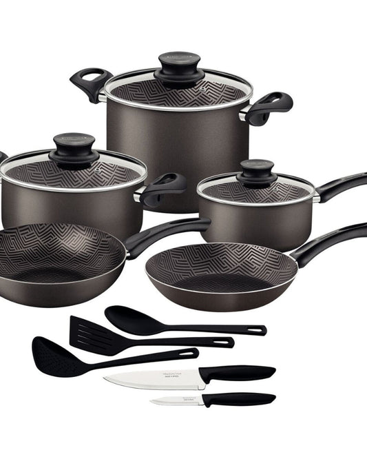 Tramontina Since 1911 Made In Brazil Tramontina Paris 13-Piece Lead-Colored Aluminum Cookware Set With Interior And Exterior Starflon Max Nonstick Coating