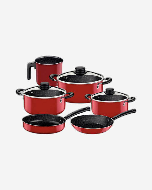 Tramontina Since 1911 Made In Brazil Tramontina Aluminum Cookware Set With Interior And Exterior Starflon Max Nonstick Coating Red 9 Pieces