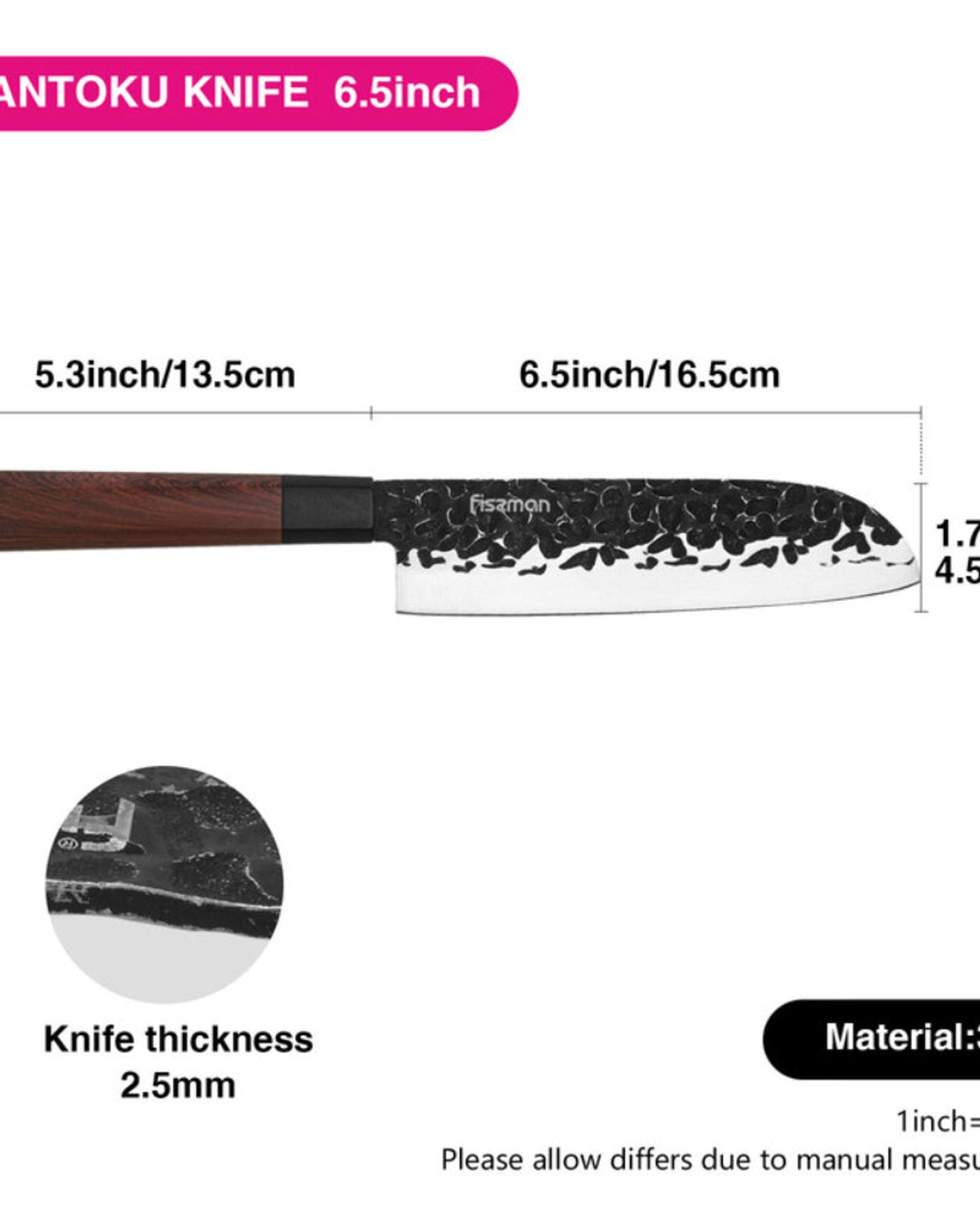 Fissman Santoku Knife Kendo 6.5Inch