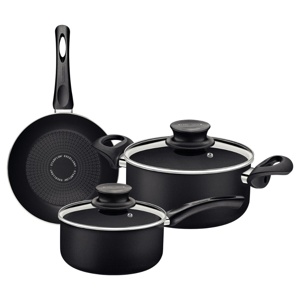 Tramontina Since 1911 Made In Brazil Tramontina Paris+ 5-Piece Black Aluminum Cookware Set With Interior And Exterior Starflon Excellent Nonstick Coating
