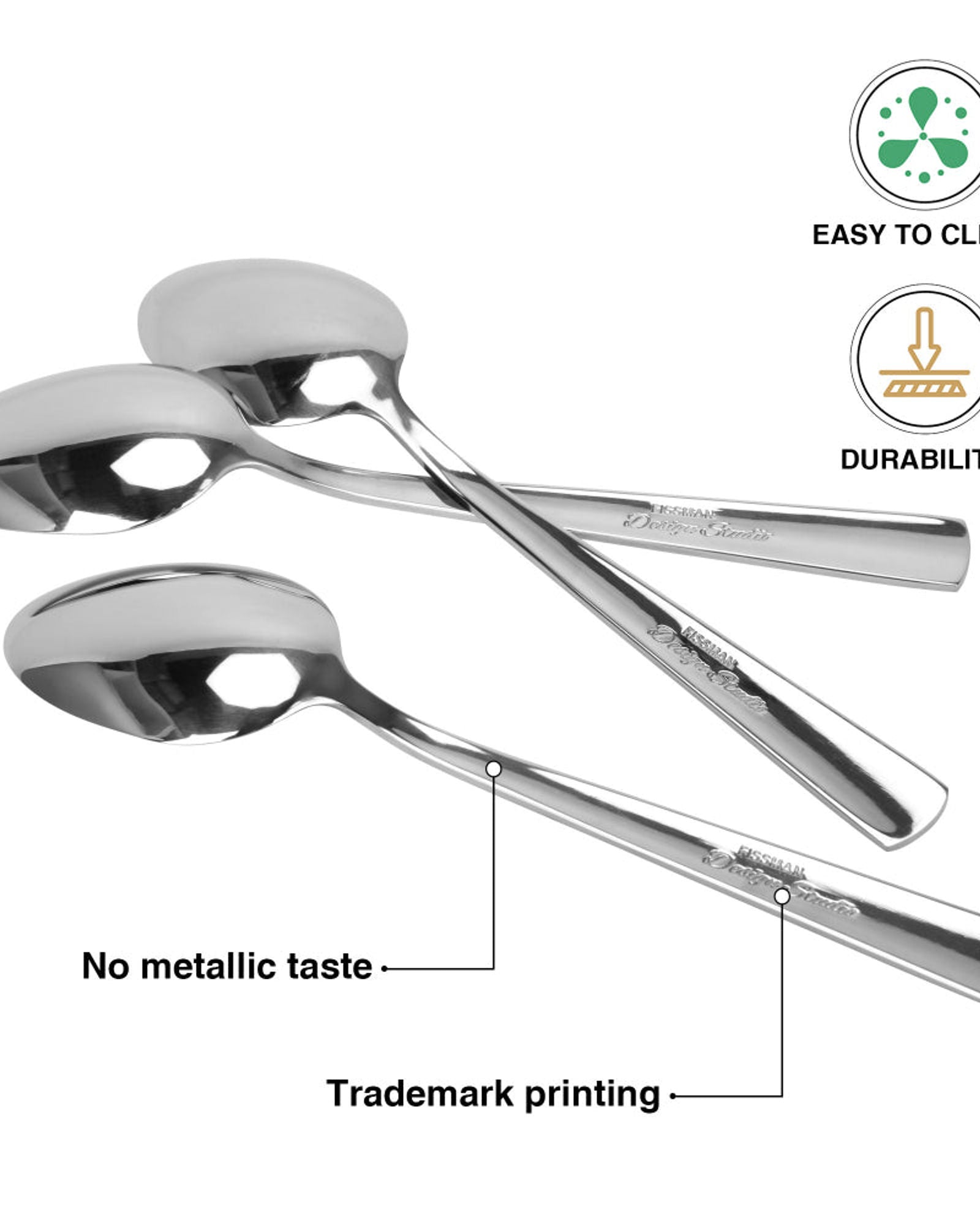 Fissman 3-Piece Dinner Spoon 20cm, Stainless Steel Cutlery Set Flor Series