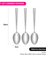 Fissman 3-Piece Dinner Spoon 20cm, Stainless Steel Cutlery Set Flor Series