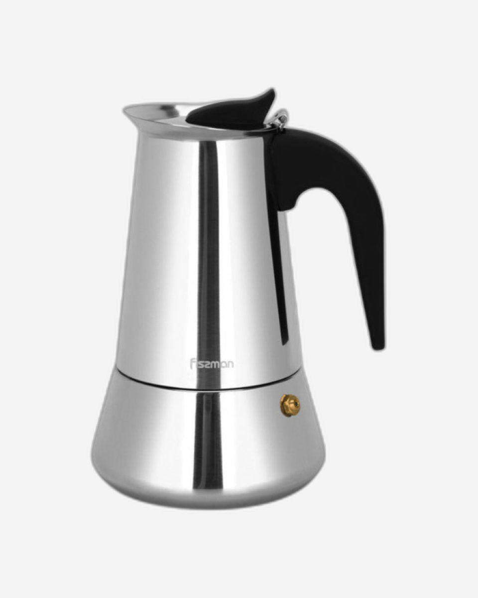Fissman Stovetop Espresso Maker 300ml For 6 Cups Stainless Steel Making Fresh Coffee Moka Pot Express