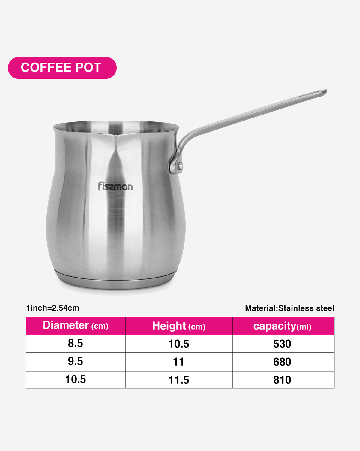 Fissman Coffee Pot 810ml Stainless Steel Induction Bottom