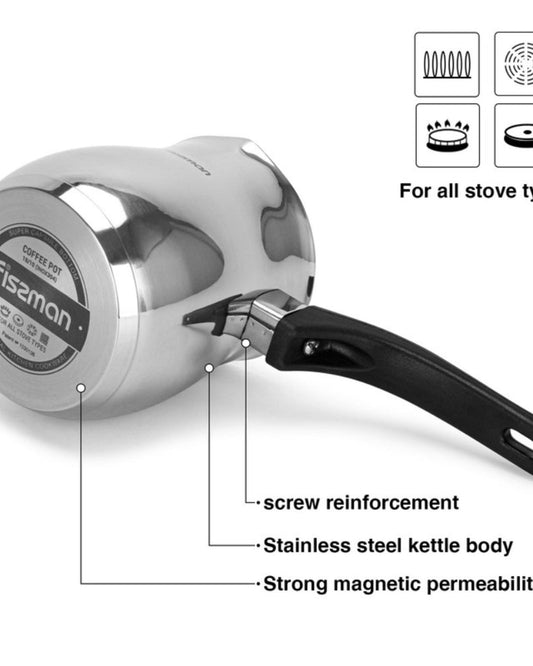 Fissman Coffee Pot 810 ml With Induction Bottom (Stainless Steel)