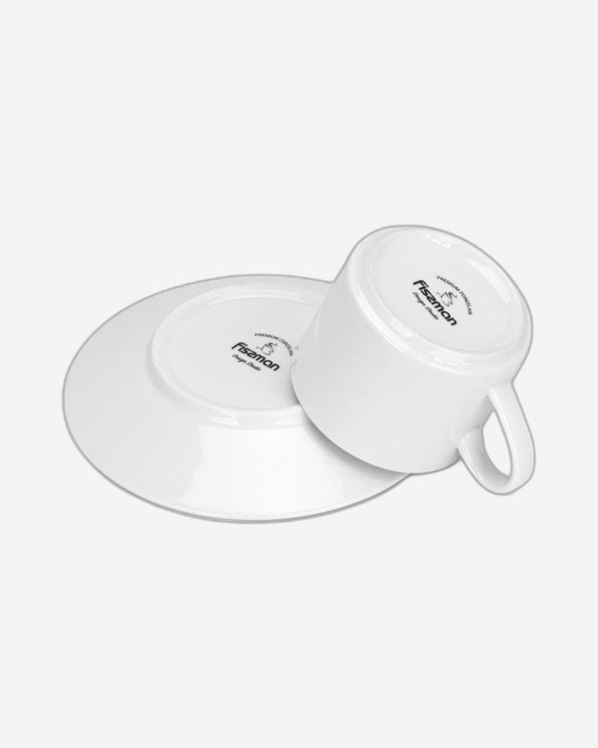 Fissman 2-Piece Cups Floree Series 240ml with Saucers New Bone China