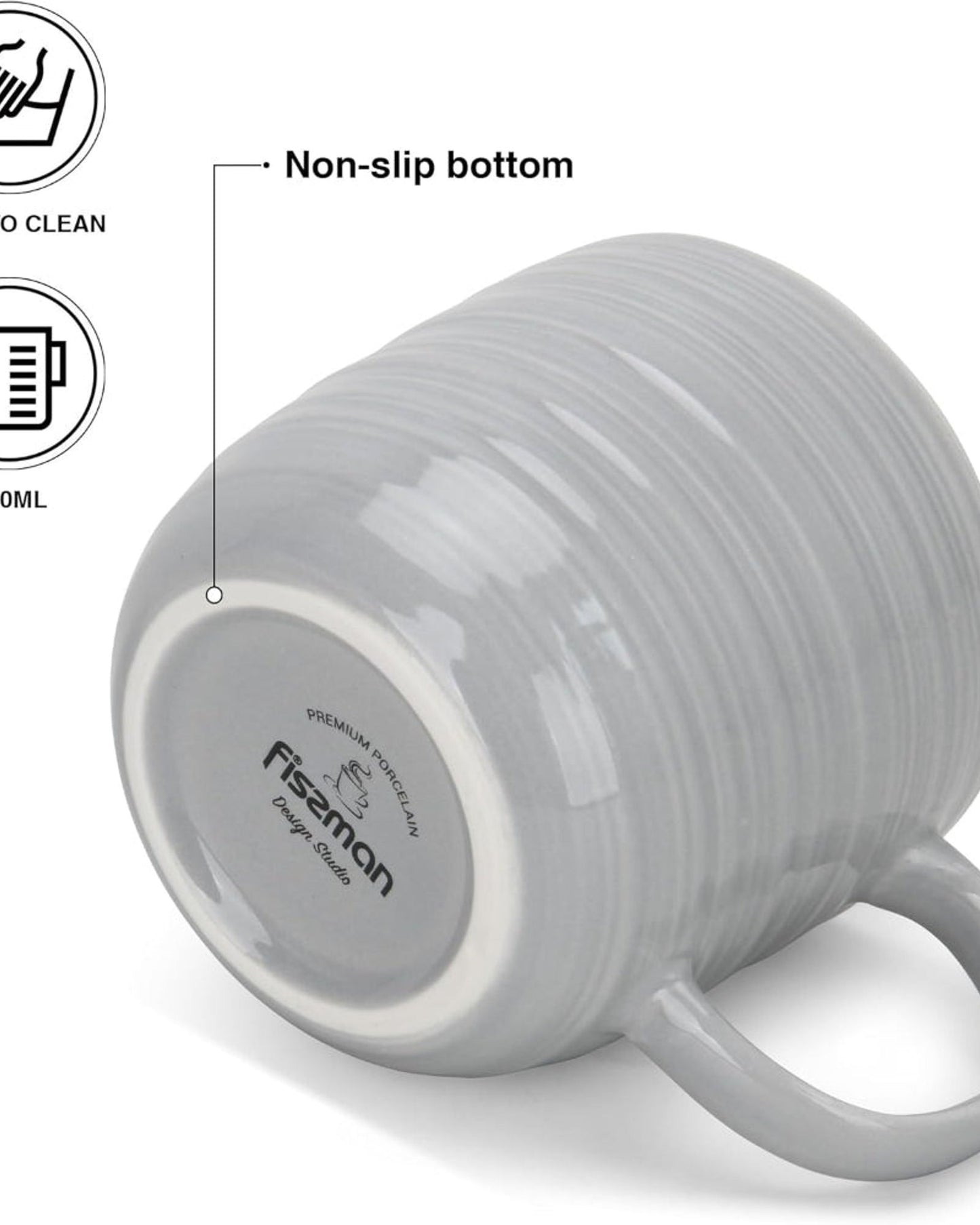 Fissman 2-Piece Mugs Firmina Series Series Gray 350ml New Bone China