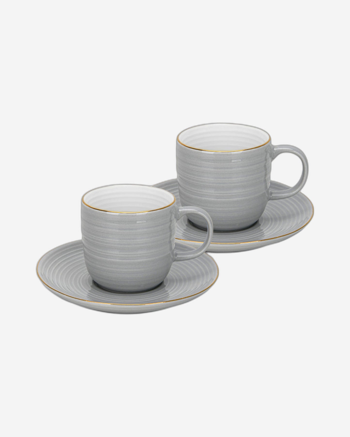 Fissman 2-Piece Cups Firmina Series Series Gray 180ml with Saucers New Bone China