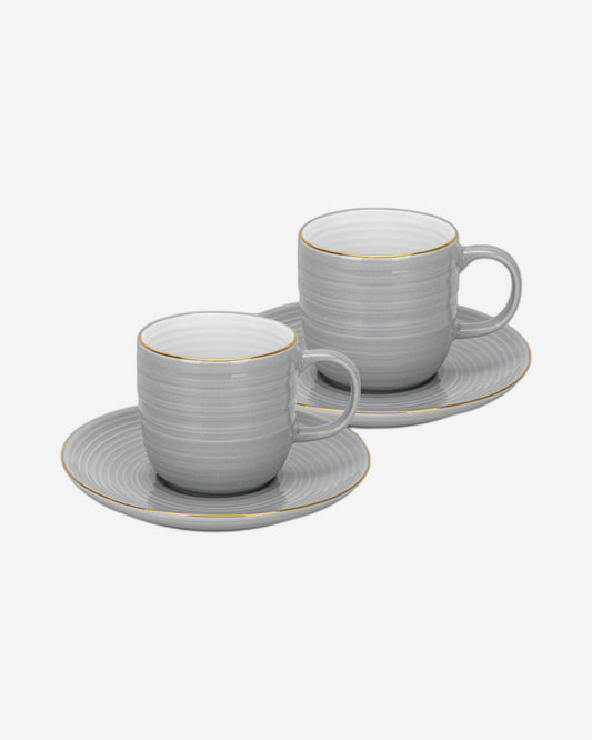 Fissman 2-Piece Cups Firmina Series Series Gray 180ml with Saucers New Bone China