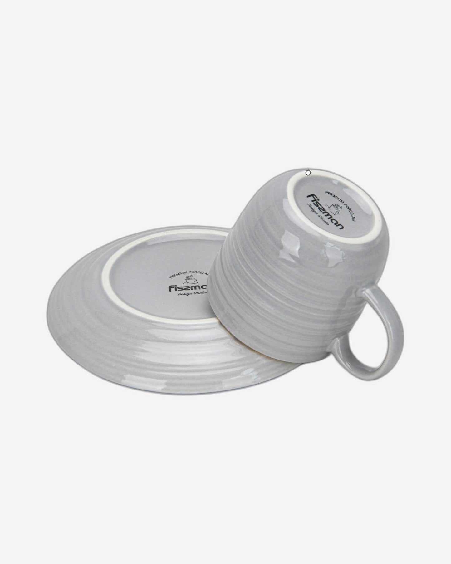 Fissman 2-Piece Cups Firmina Series Series Gray 180ml with Saucers New Bone China