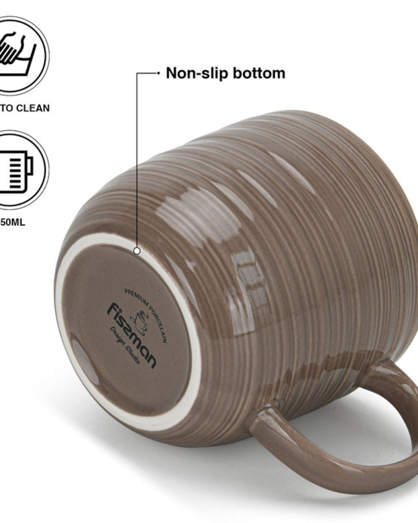 Fissman 2-Piece Mugs Firmina Brown 350ml New Bone China