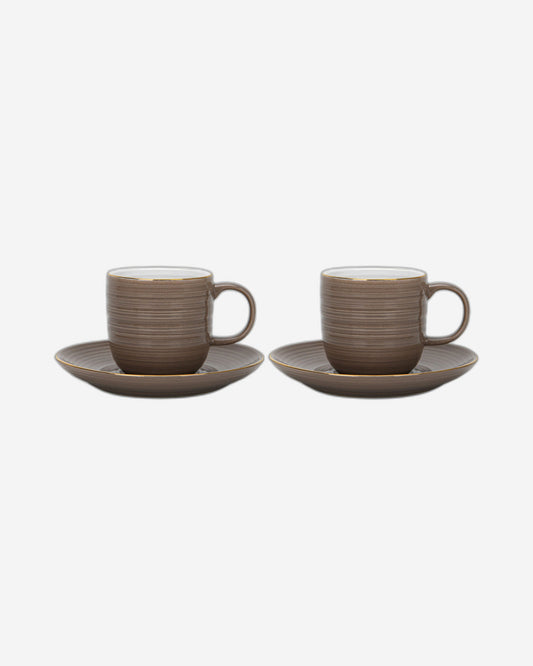Fissman 2-Piece Cups Firmina Brown 180ml with Saucers New Bone China