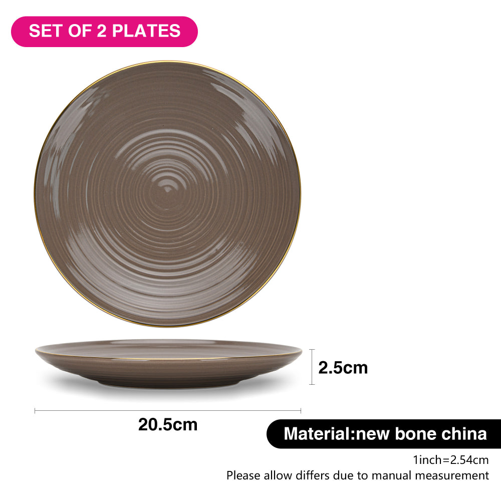 Fissman 2-Piece Plates Firmina Brown 21cm New Bone China