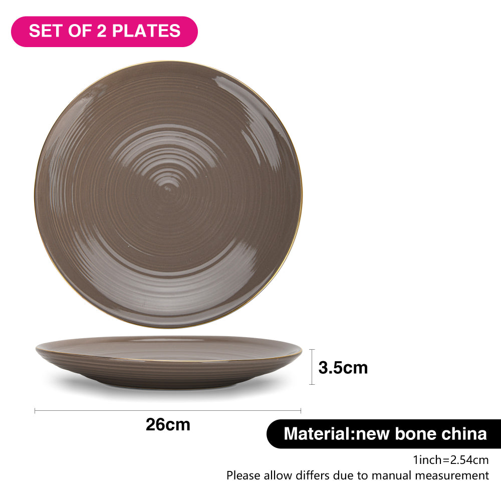 Fissman 2-Piece Plates Firmina Brown 26cm New Bone China