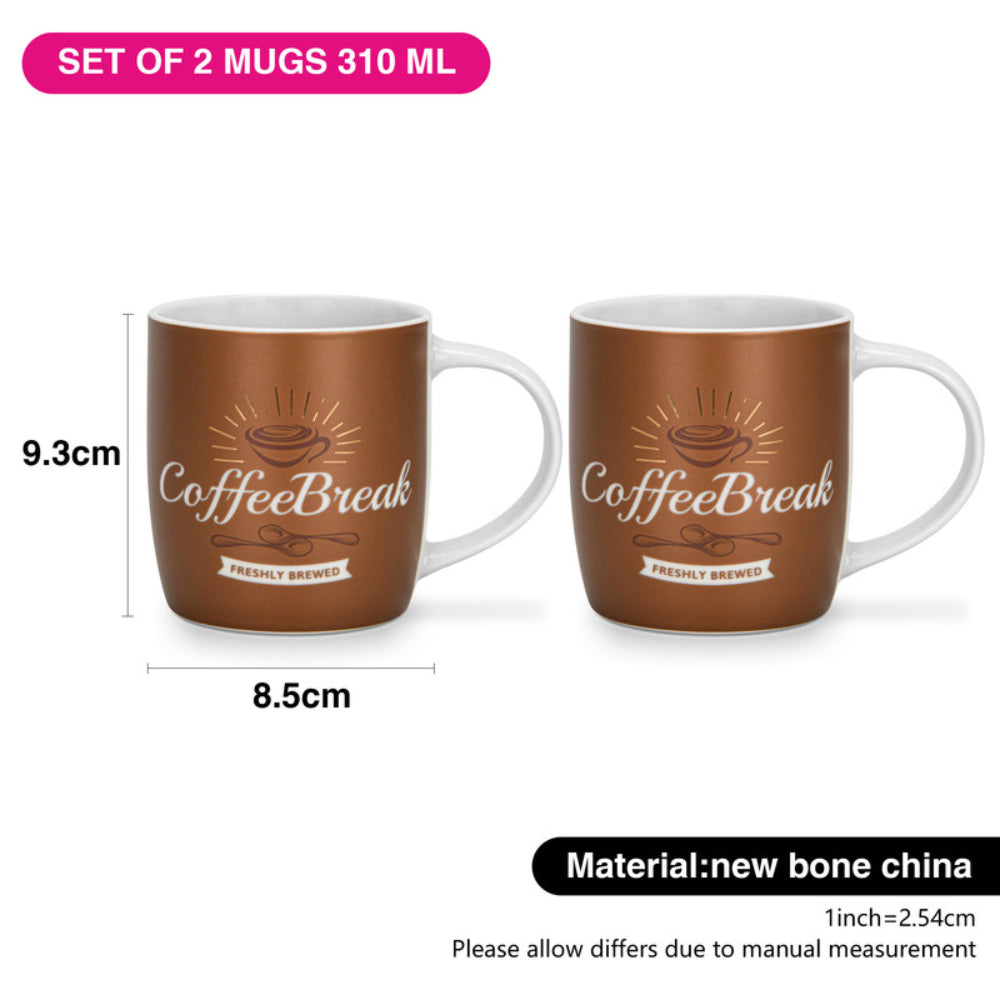 Fissman 2-Piece Mugs 310ml Coffee Break New Bone China