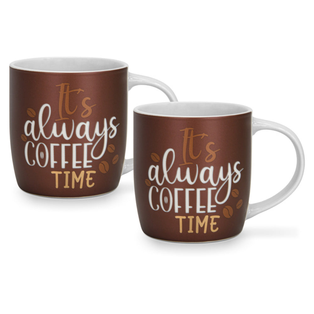 Fissman 2-Piece Mugs 310ml Its Always Coffee New Bone China
