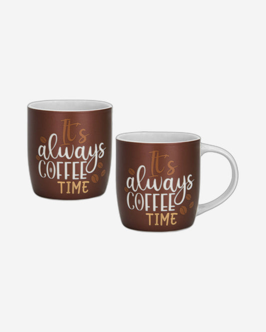 Fissman 2-Piece Mugs 310ml Its Always Coffee New Bone China