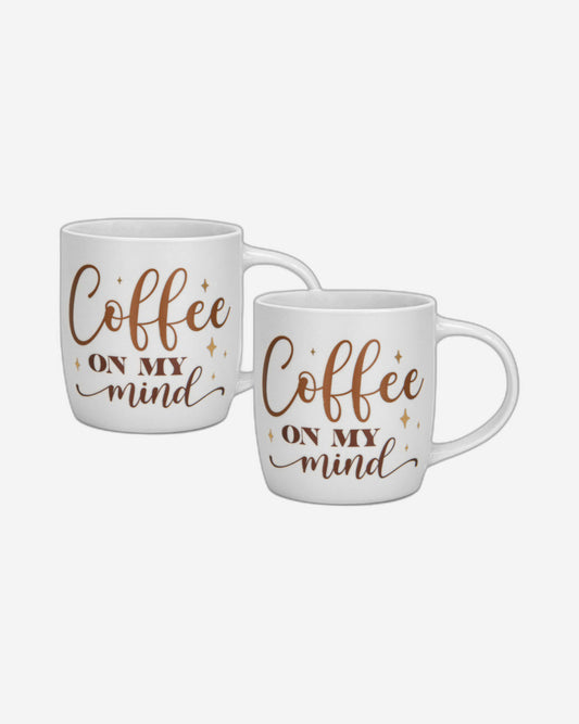 Fissman 2-Piece Mugs 310ml Coffee On My Mind New Bone China