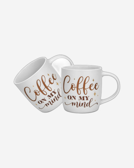 Fissman 2-Piece Mugs 310ml Coffee On My Mind New Bone China