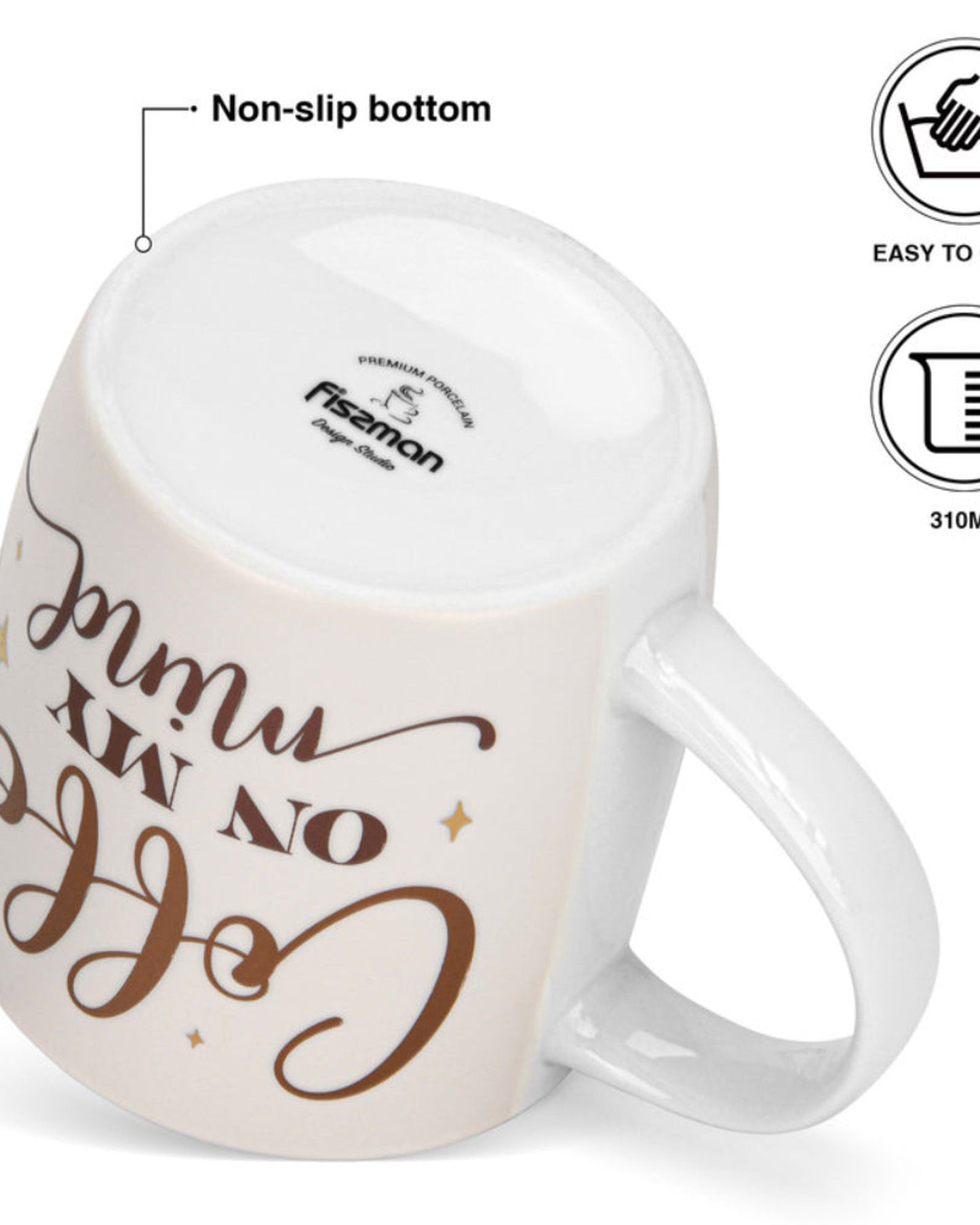 Fissman 2-Piece Mugs 310ml Coffee On My Mind New Bone China