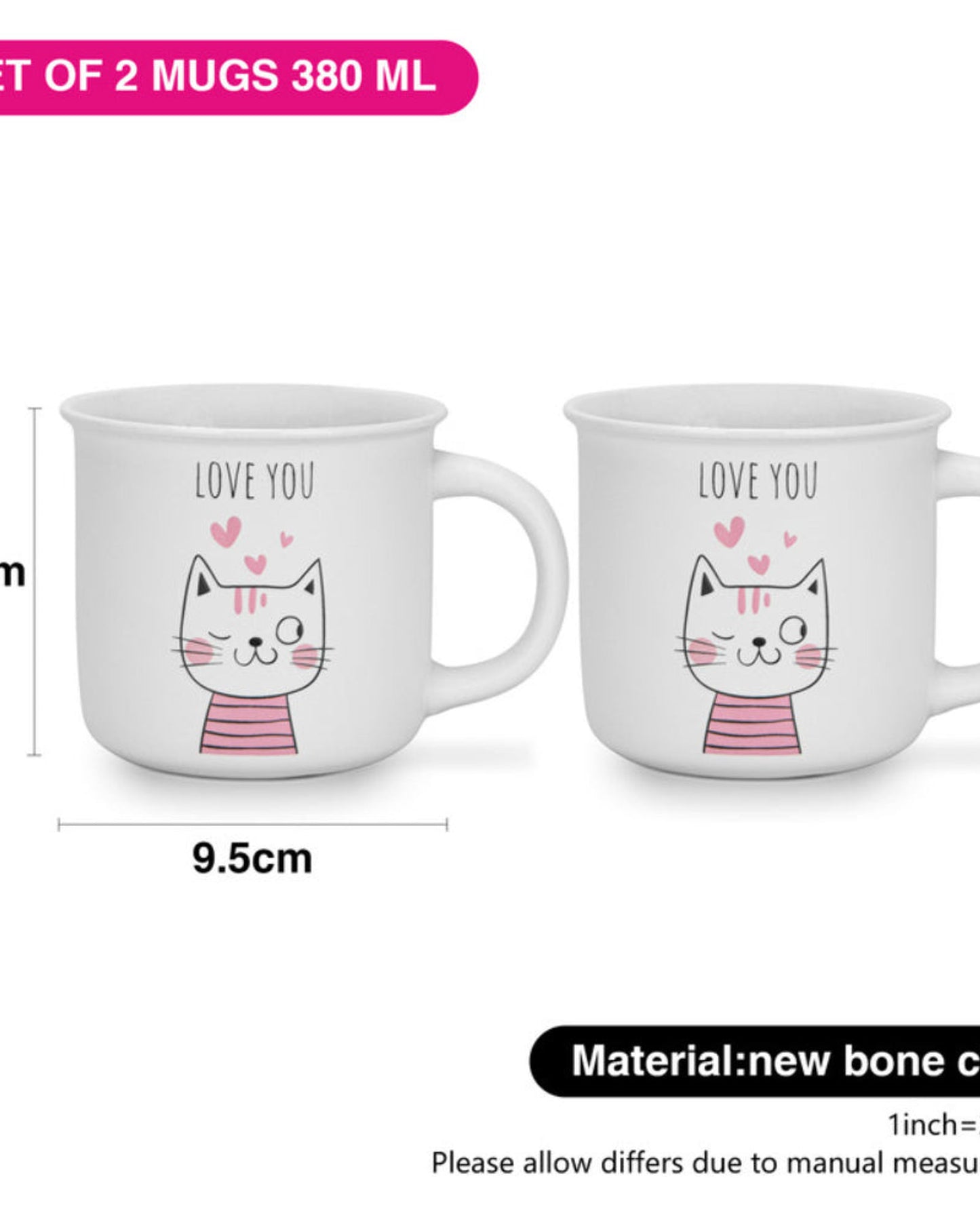 Fissman Mugs Love You 2Pc 380ml