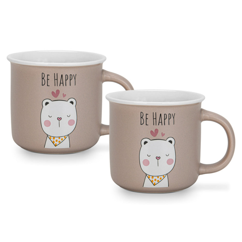 Fissman 2-Piece Mugs 380ml Be Happy New Bone China