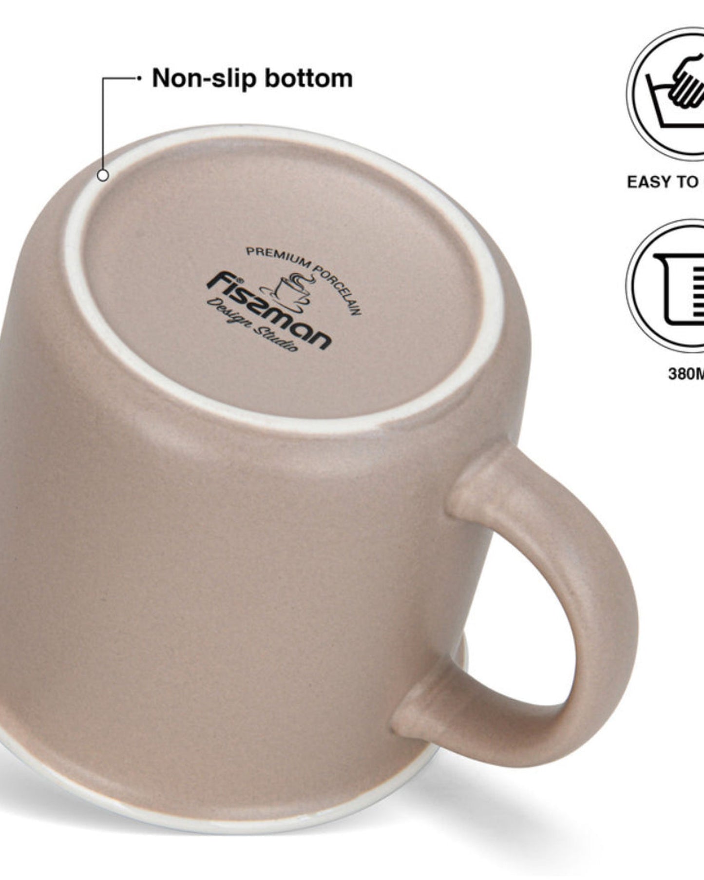 Fissman 2-Piece Mugs 380ml Be Happy New Bone China